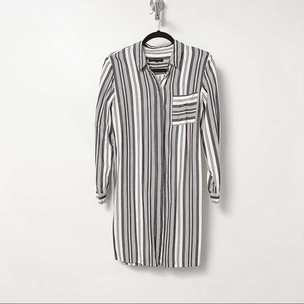 Banana Republic Trendy Button Down Shirt Dress White 4